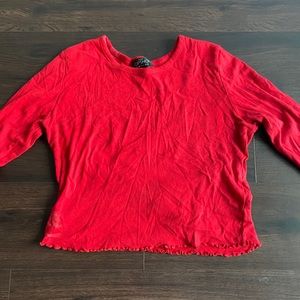 red long sleeve top from topshop